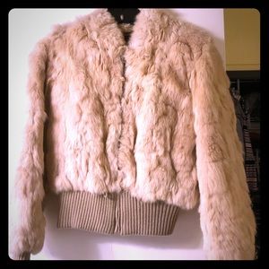 Rabbit fur bomber jacket